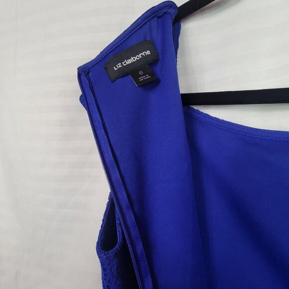 Liz Claiborne Blue Short Cap Sleeve Crochet Lace Dress Women's Size 6 - Picture 10 of 11